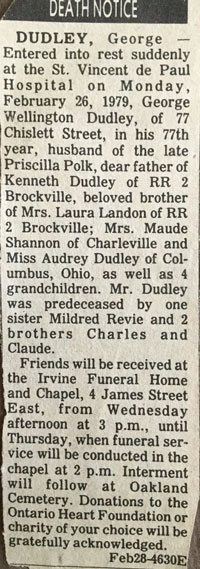 George Dudley obituary